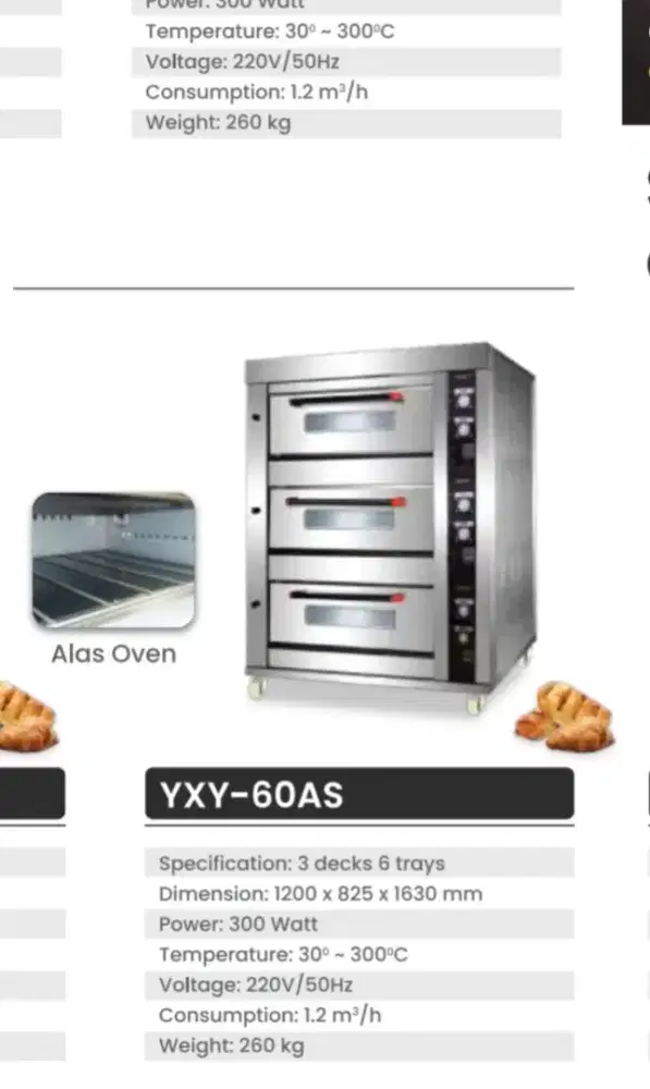 Oven Roti Gas Getra 3 deck 6 Loyang