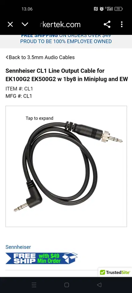 Kabel output clip on Sennheiser.
