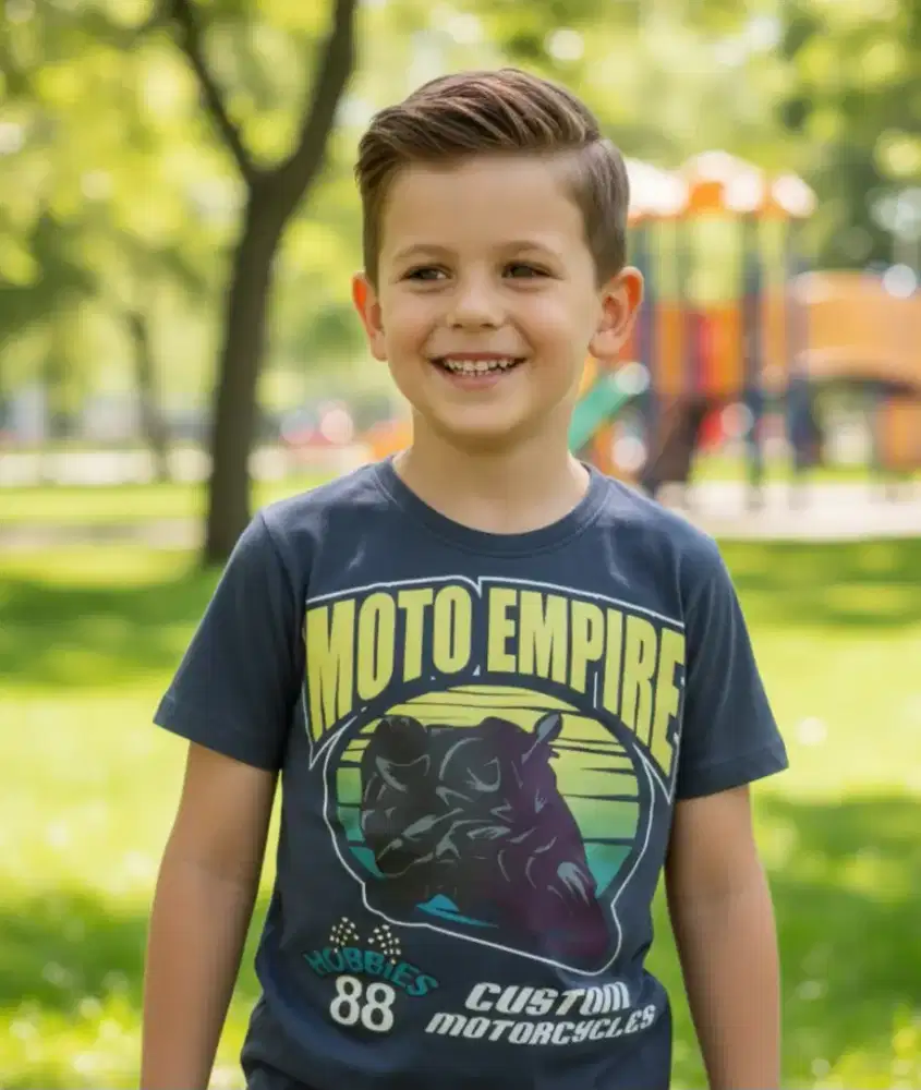 kaos katun motor anak laki laki