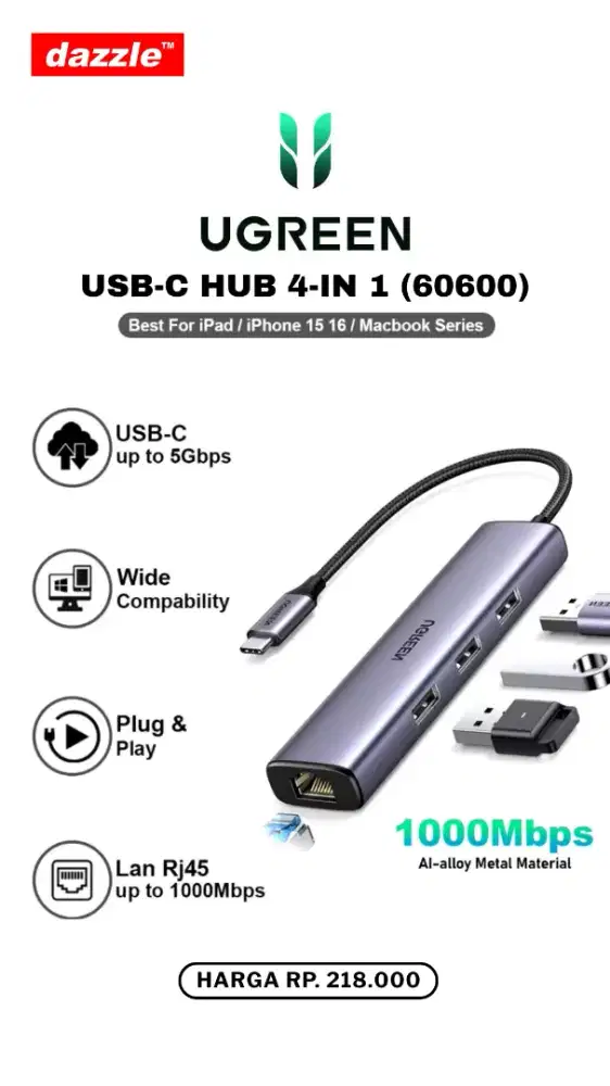 UGREEN USB C HUB 4-IN-1 (60600)