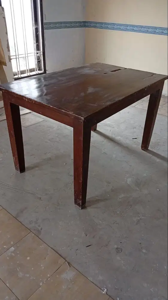 Meja kaki besi 60X120, 11 buah, meja kaki kayu 80X120 5 buah