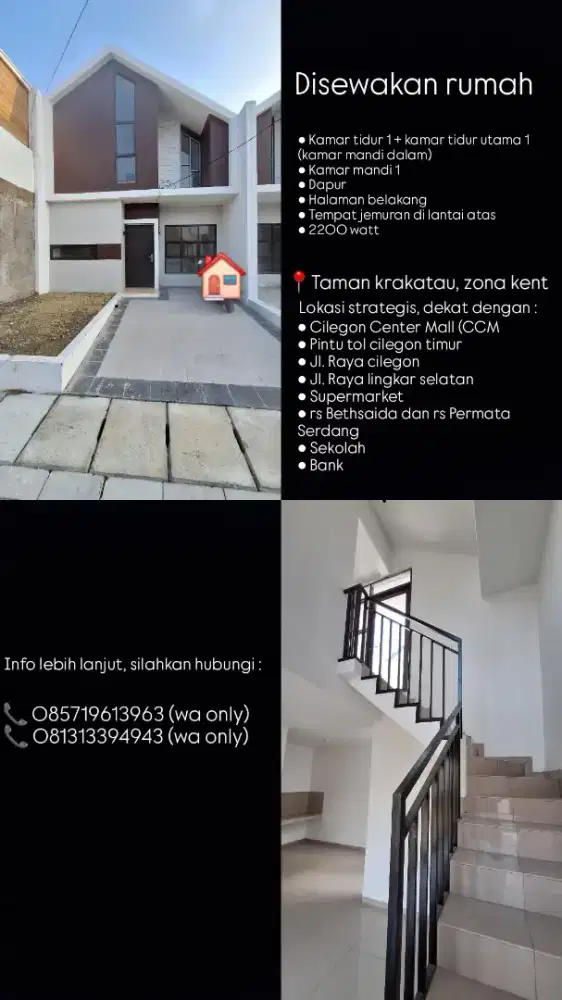 DISEWAKAN/DIKONTRAKAN RUMAH TAMAN KRAKATAU