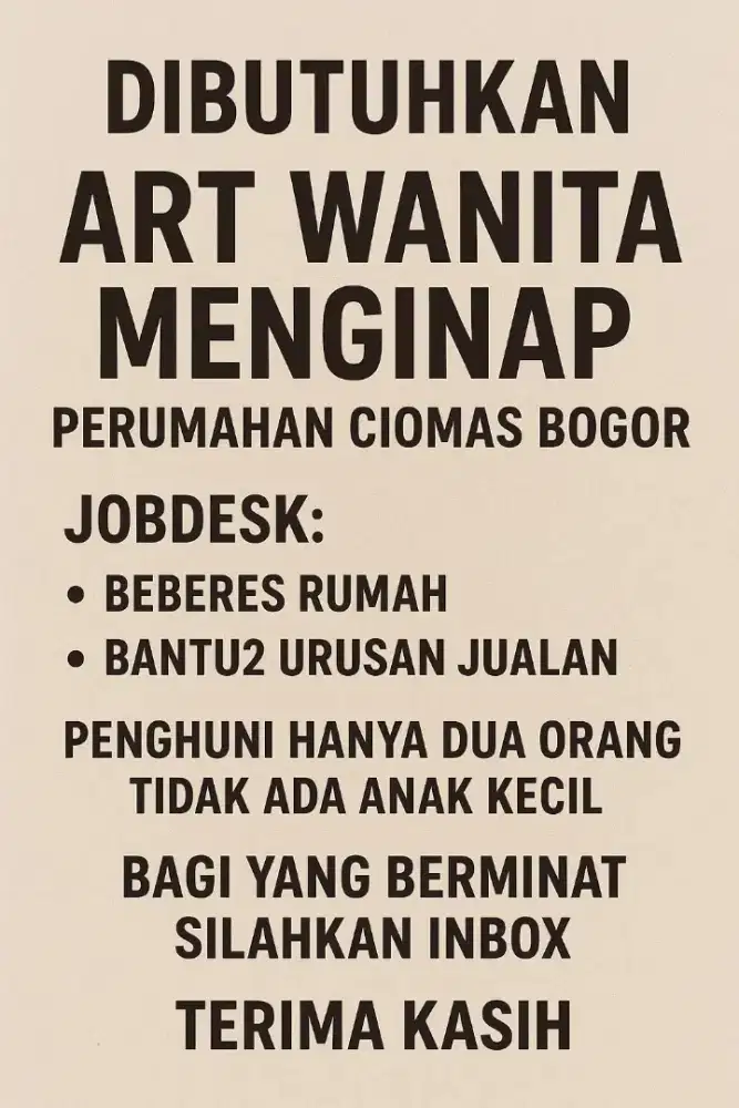 Di butuhkan ART..