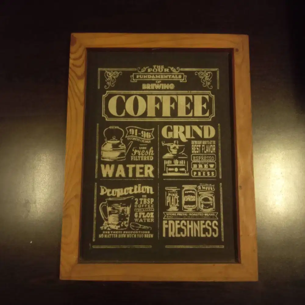 Pajangan kayu Printing tentang kopi Ukuran: 30.5x2x40.5cm