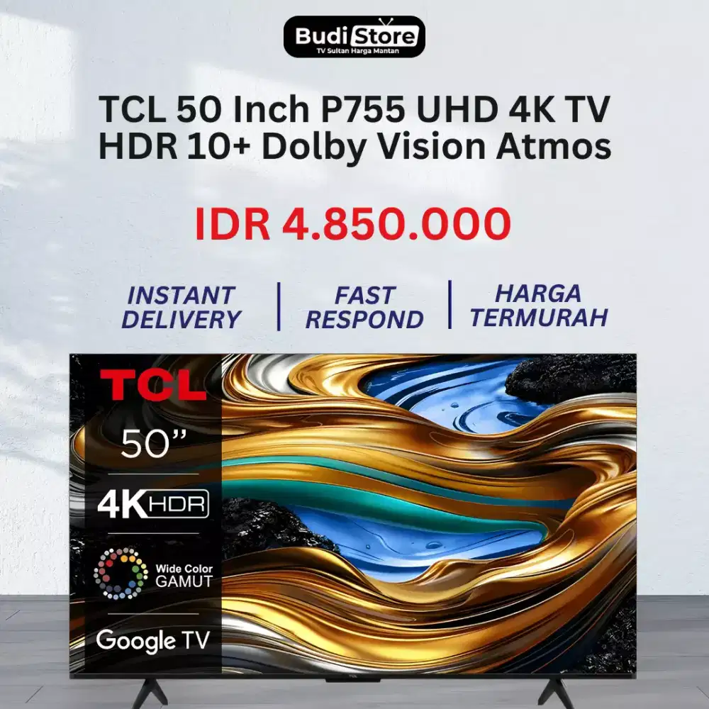 TCL TV 50 Inch P755 UHD 4K HDR 10+ Dolby Vision Atmos dengan Google TV