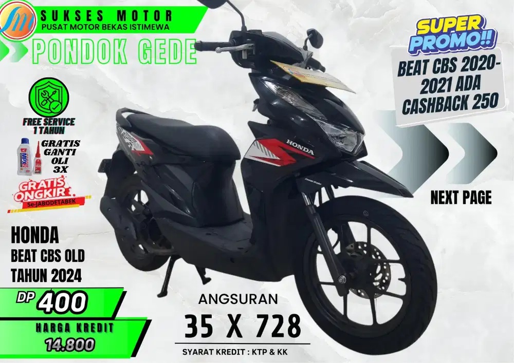 HONDA BEAT CBS OLD TAHUN 2024 DP RINGAN ANGS MURAH PROSES CEPAT