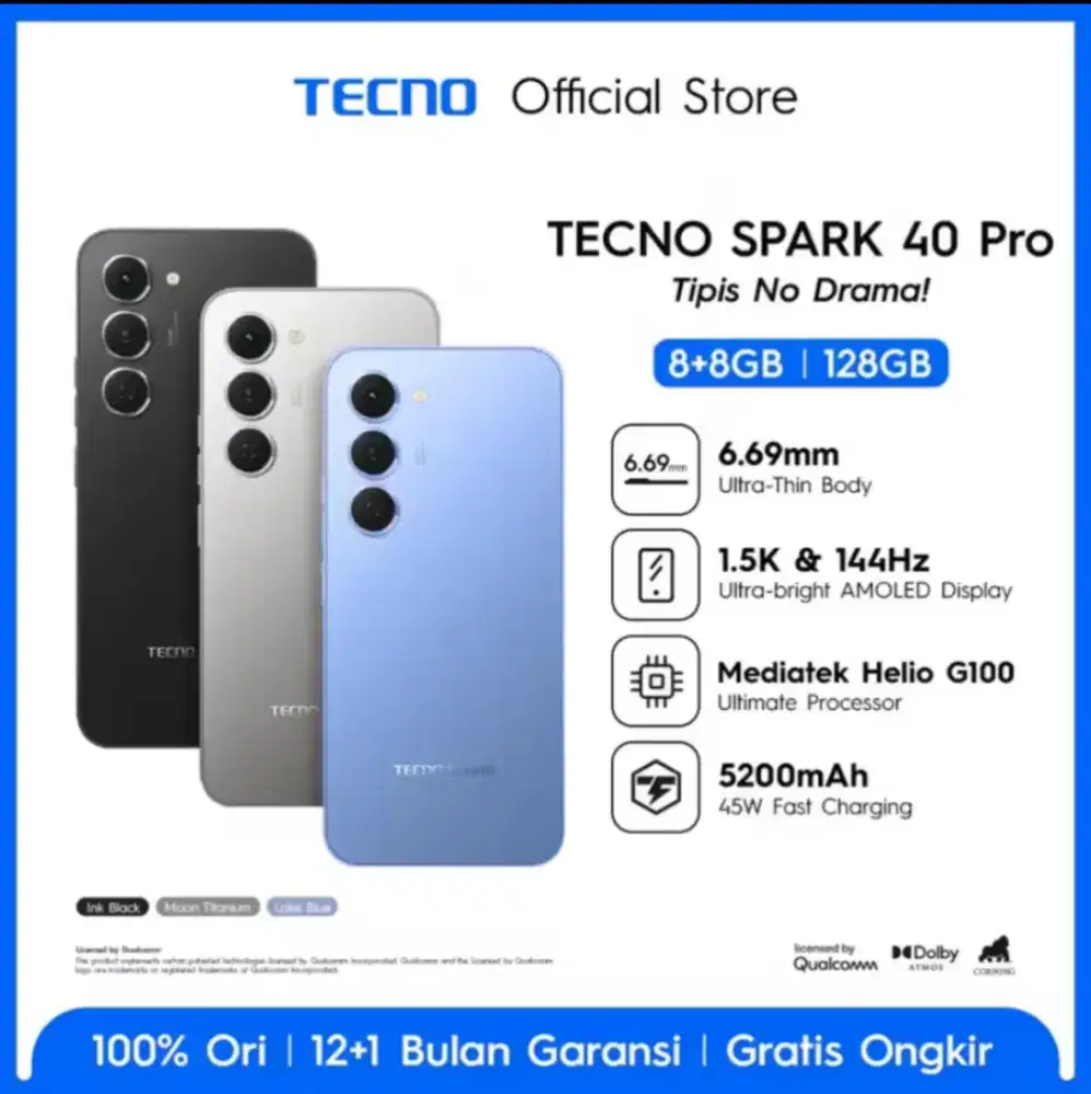 TECNO SPARK 40 Pro - 8+8GB*/128GB, 1.5K & 144Hz AMOLED Display