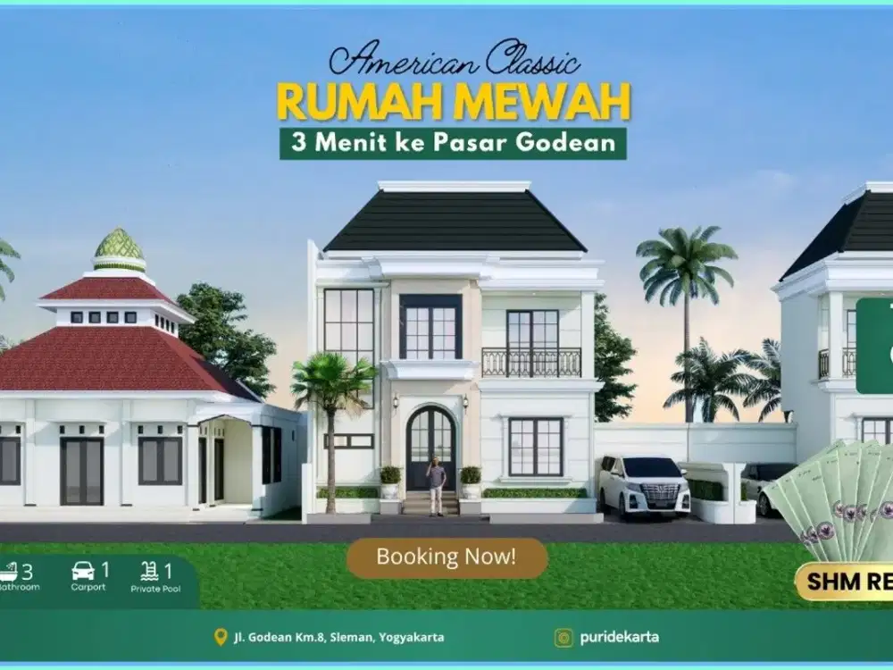 RUMAH PREMIUM GODEAN SLEMAN DALAM CLUSTER INCLUDE PRIVATE POOL