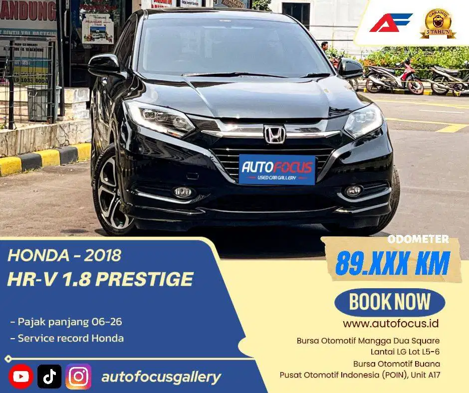 Tdp10JT Honda HRV 1.8 RS Prestige AT Sunroof panoramic Hitam Metalik n