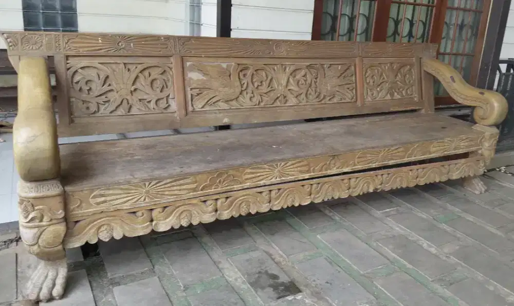 Kursi Risban Ukiran Jawa Kualitas tinggi kayu jati