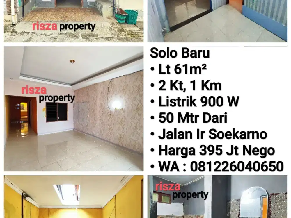 Jual Rumah 50 Meter Dari Jalan Ir Soekarno SOLO BARU, Dekat Hotel, Mall, Perkantoran