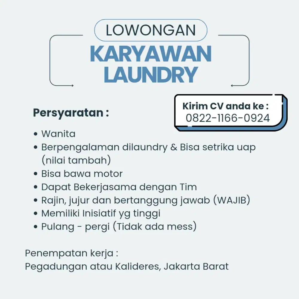 Karyawan laundry berpengalaman