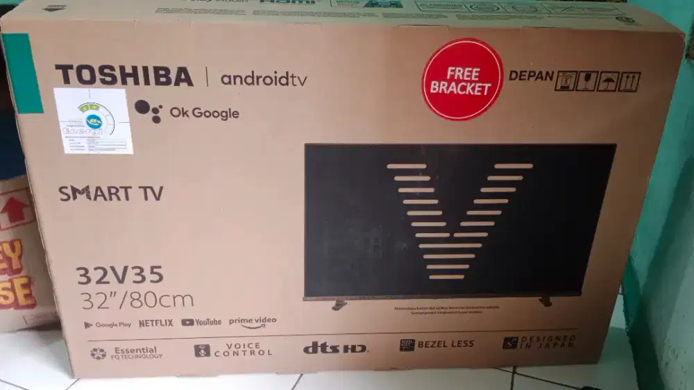 Tv toshiba android tv size 32in free breket lengkap