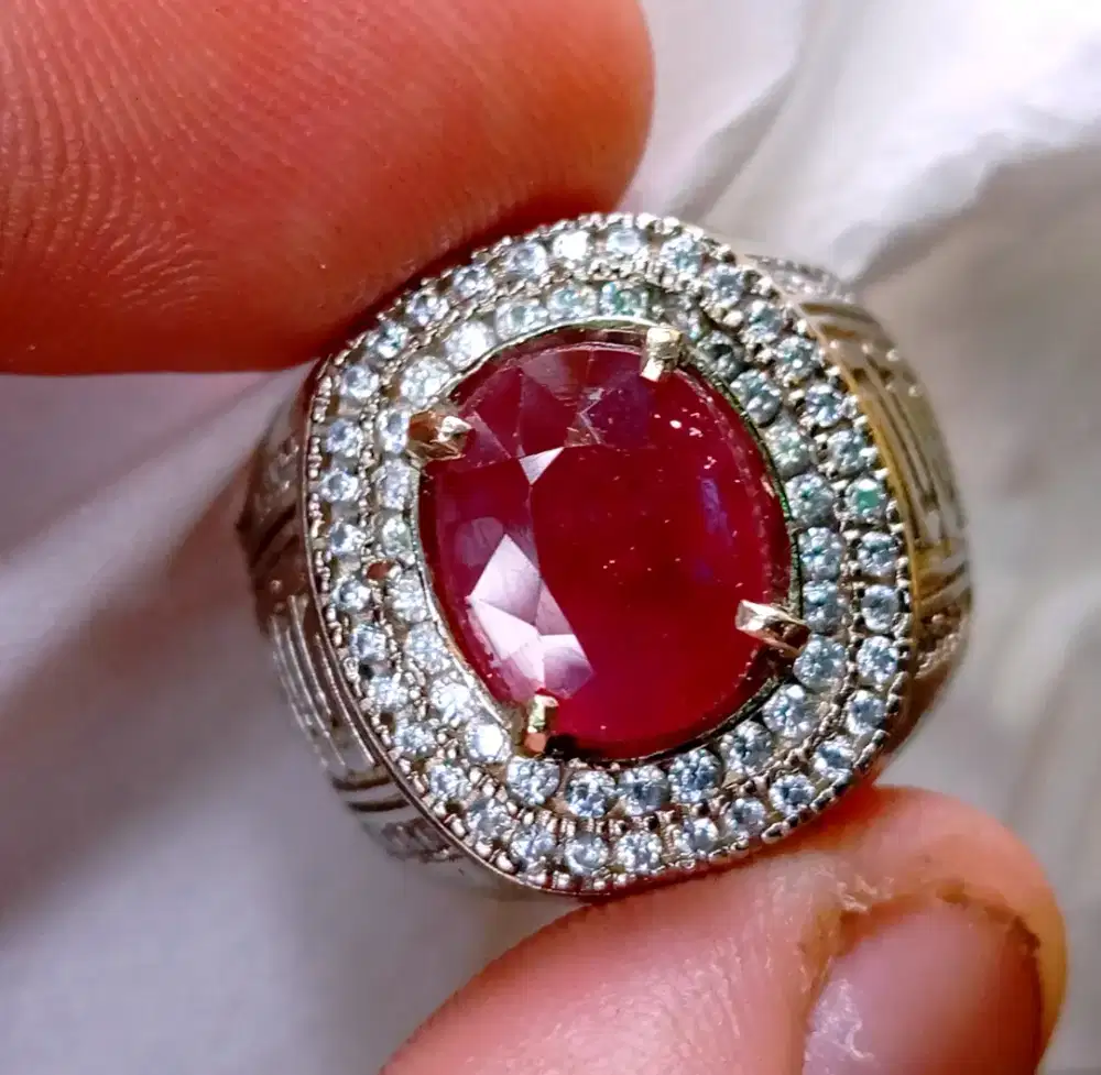Red ruby warna pigeon blood ruby memo ring microsetting mewah