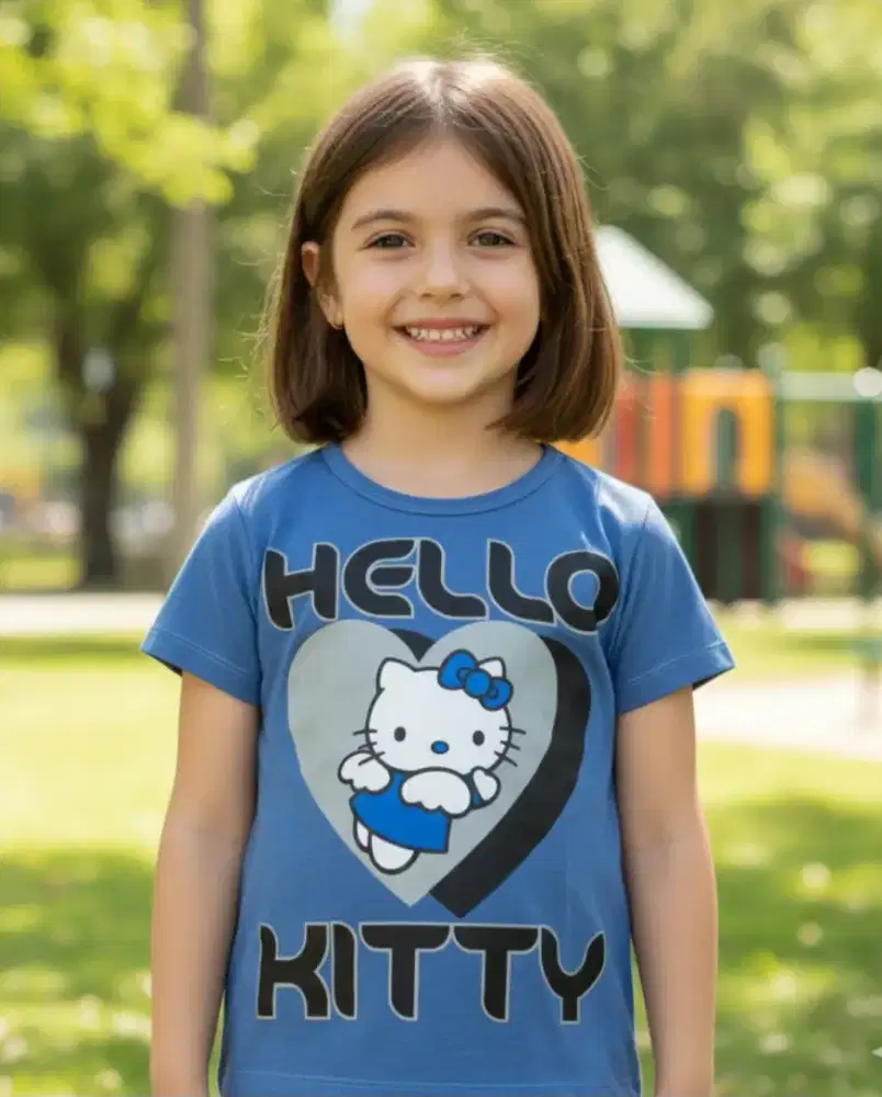 Kaos katun karakter anak perempuan Hello Kitty