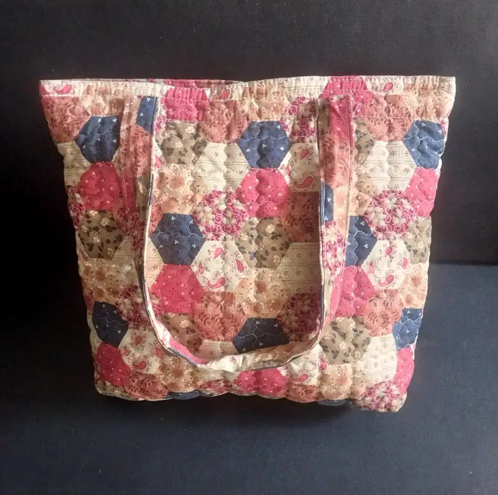 tas tote bag motif floral kanvas preloved