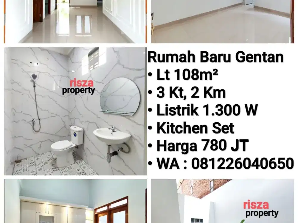 Jual Rumah Baru Perum Cluster Area Gentan, Akses Simpangan 4 Mobil, Dekat Laweyan, Purwosari