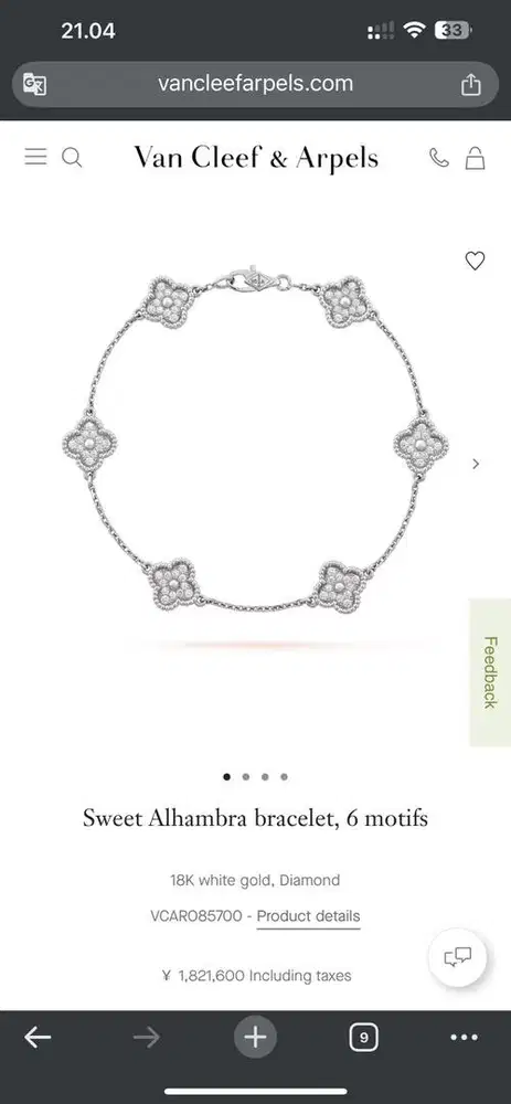 Gelang Van Cleef silver 925 size 18.5