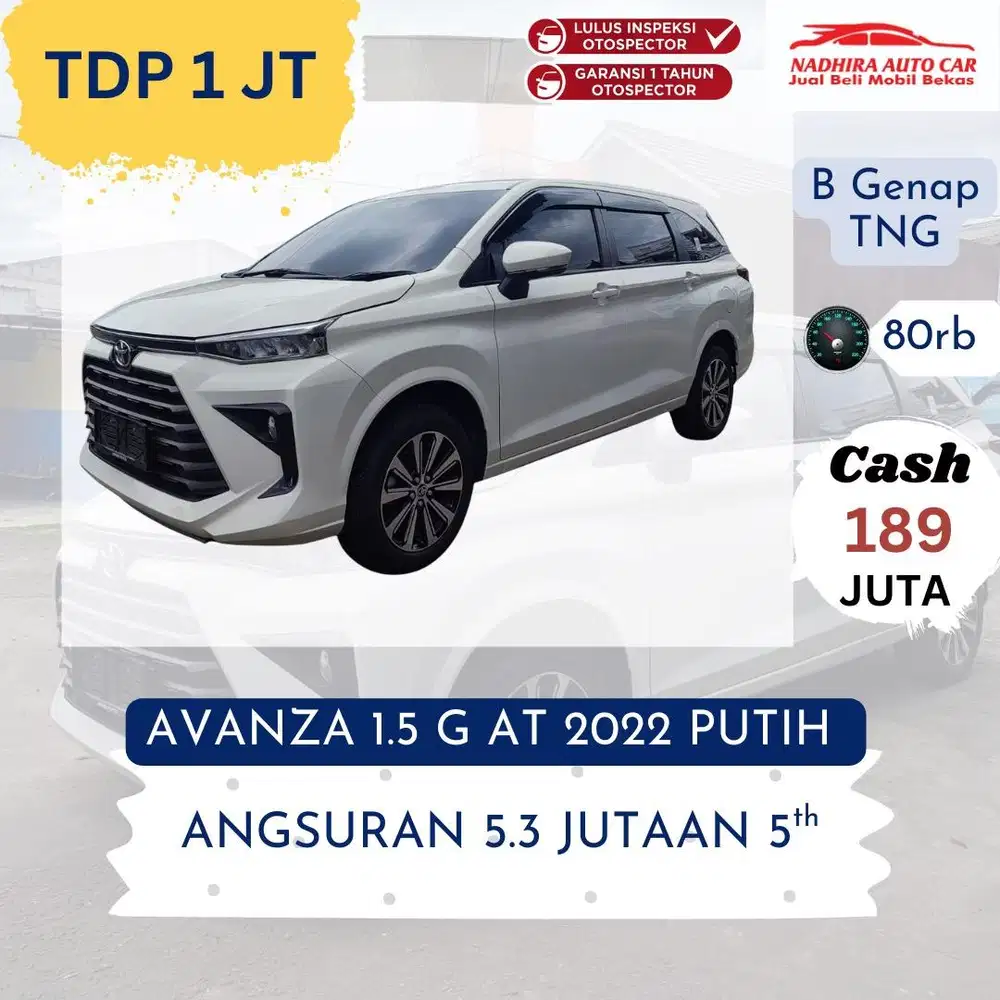Promo Kredit DP 1 Juta Avanza 1.5 G AT 2022 Putih