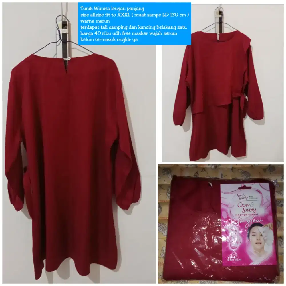 Tunik wanita marun