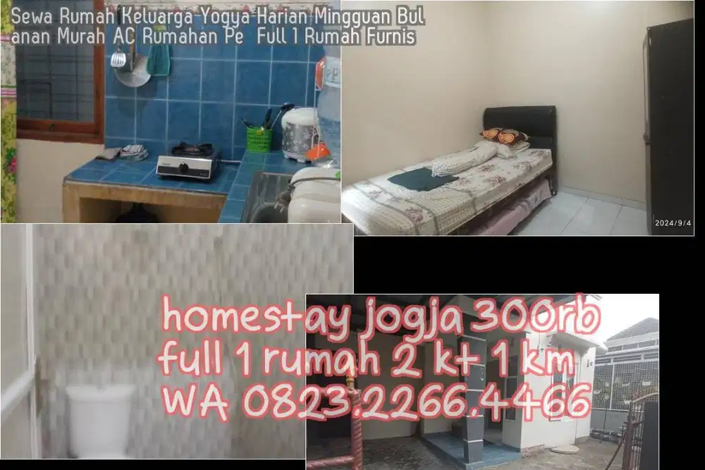 Sewa Rumah Keluarga Yogya Harian Mingguan Bulanan Murah AC Rumahan Pe