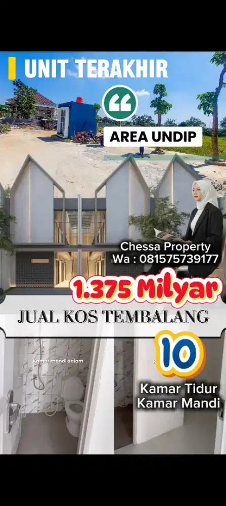 JUAL KOS 10 KAMAR 1.375 MILYAR UNDIP TEMBALANG