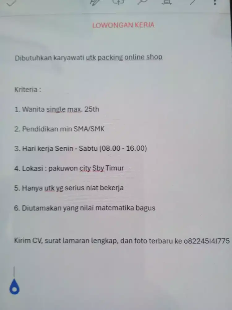 LOWONGAN KERJA ADMIN PACKING ONLINE SHOP
