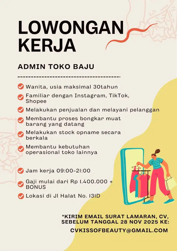 LOKER ADMIN TOKO BAJU