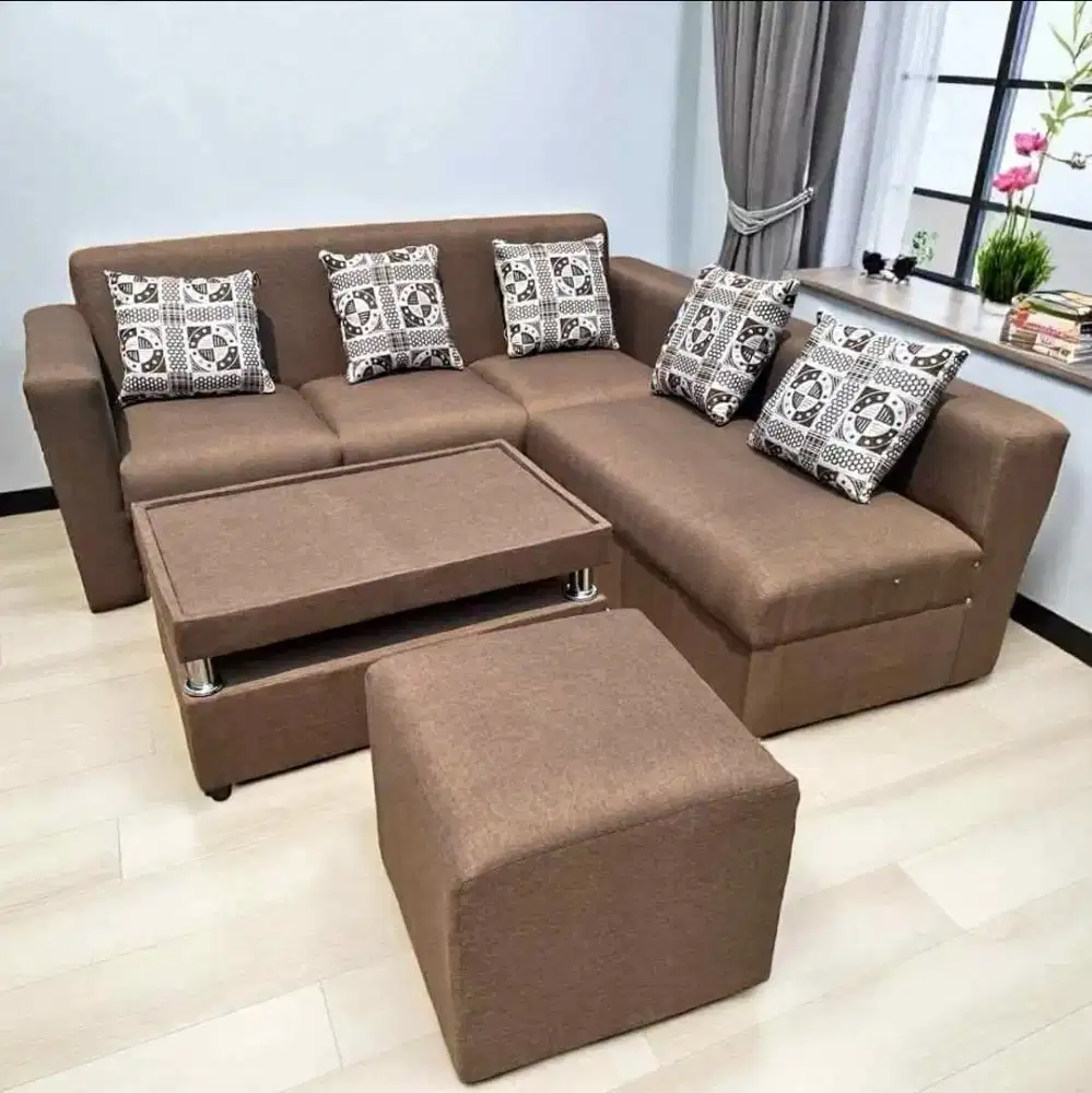 Sofa l minimalis + puk murah