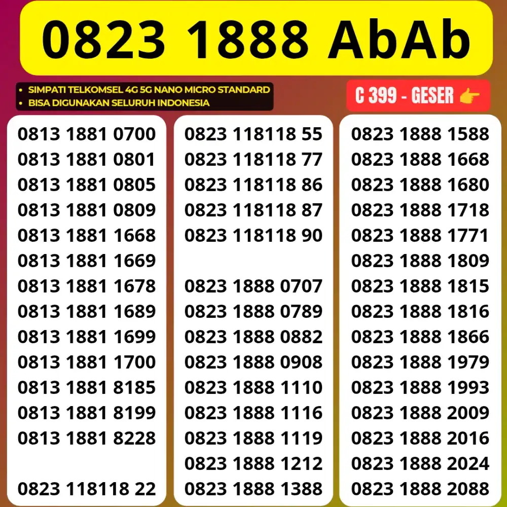 Bisa COD Nomor Cantik Super bisa digunakan di seluruh Indonesia