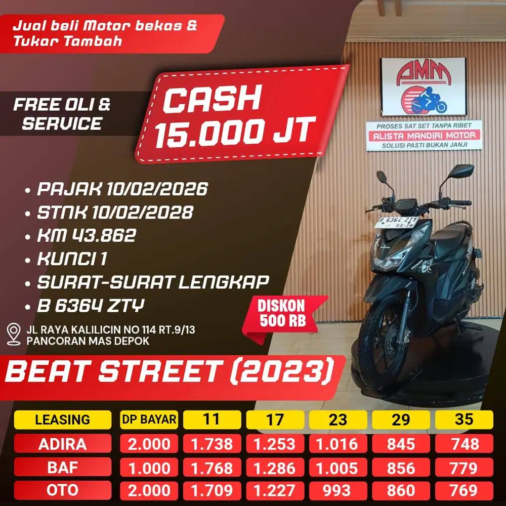 BEAT STREET 2022 DP 1 JT PAJAK HIDUP CC 0% KREDIVO TOKPED SPAYLETTER