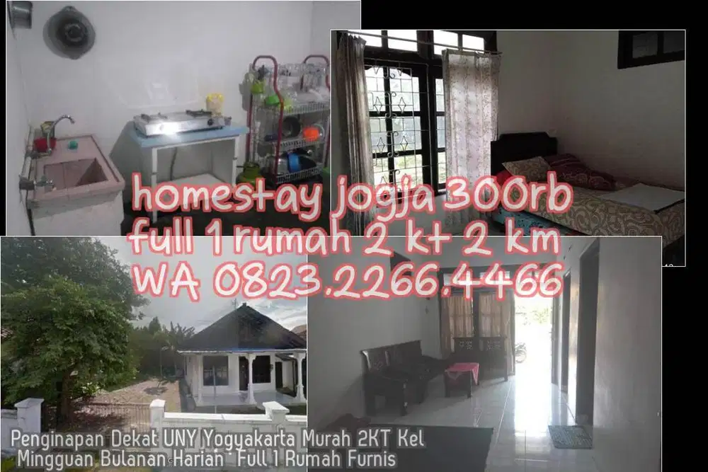 Penginapan Dekat UNY Yogyakarta Murah 2KT Kel Mingguan Bulanan Harian