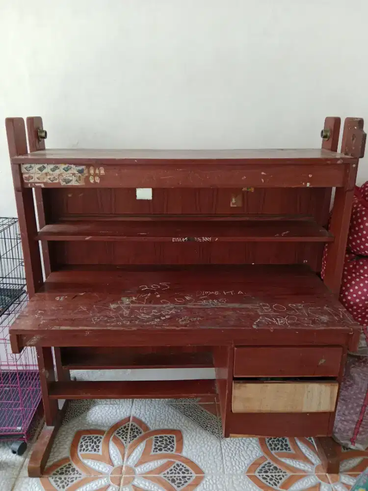 Meja belajar jati asli