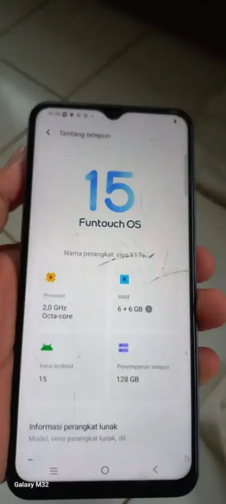 Vivo. Y17s resmi 6+6/128 mnus lyar retak lcd orian