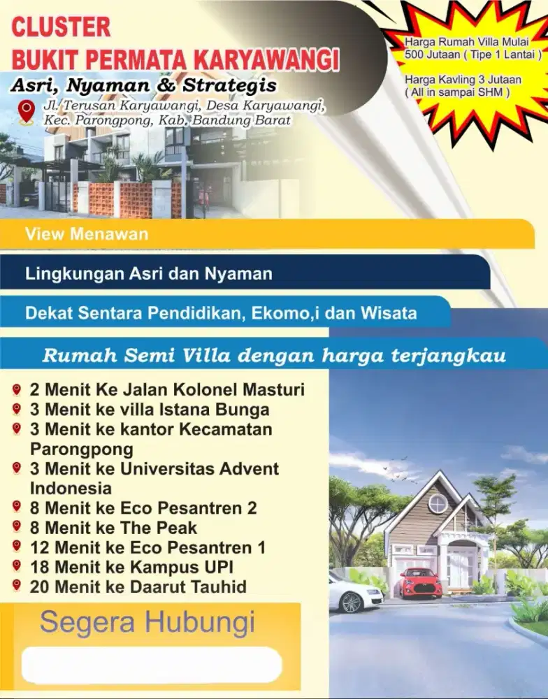 KAVLING SIAP BANGUN DI BANDUNG UTARA DEKAT VILLA ISTANA BUNGA/UNAI