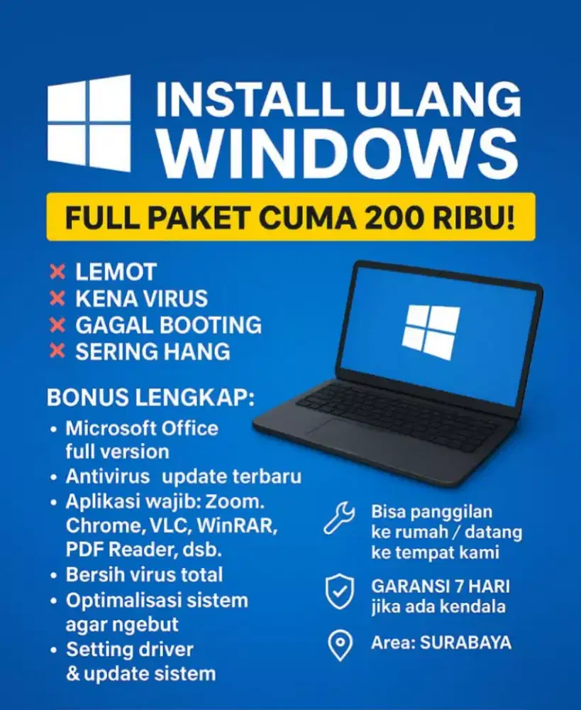 Instal ulang windows laptop