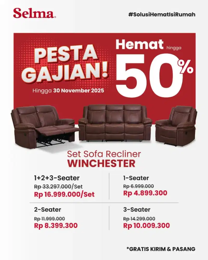 Sofa Set Recline 3s + 2s + 1s