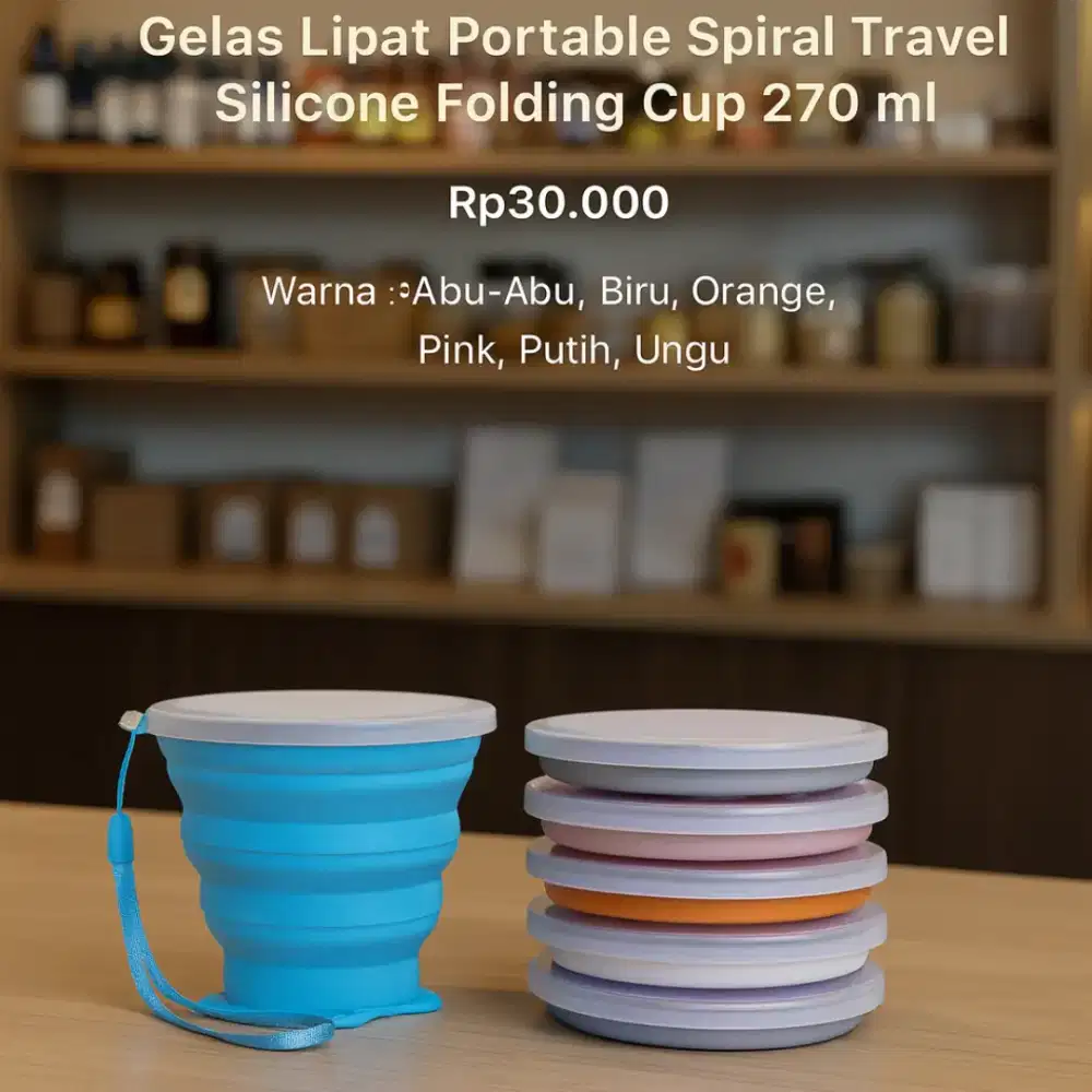 Gelas Lipat Portable Silikon Travel Foldable Cup Multifungsi Spiral