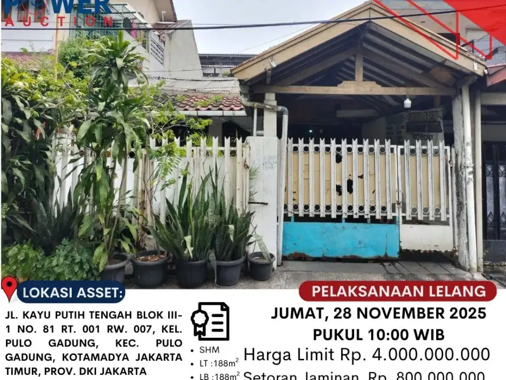DIJUAL TANAH DAN BANGUNAN MELALUI LELANG‼