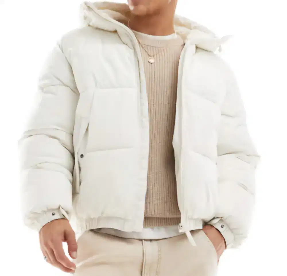 Berskha Puffer white Jacket hoodie for winter