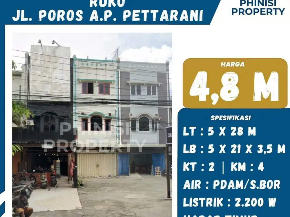 DIJUAL RUKO MURAH DI POROS ANDI PETTARANI COCOK BUAT INVESTASI