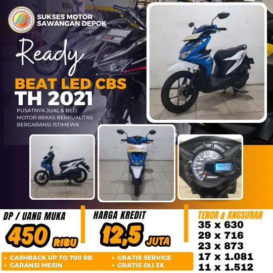 TERMURAH HONDA BEAT LED CBS TH 2021 DP 450 RIBU UNIT MULUS BERGARANSI