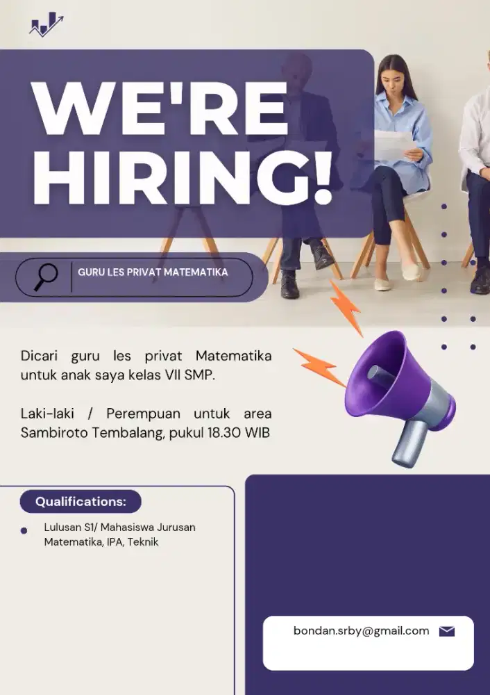 Dicari guru Les Privat Matematika SMP untuk anak saya