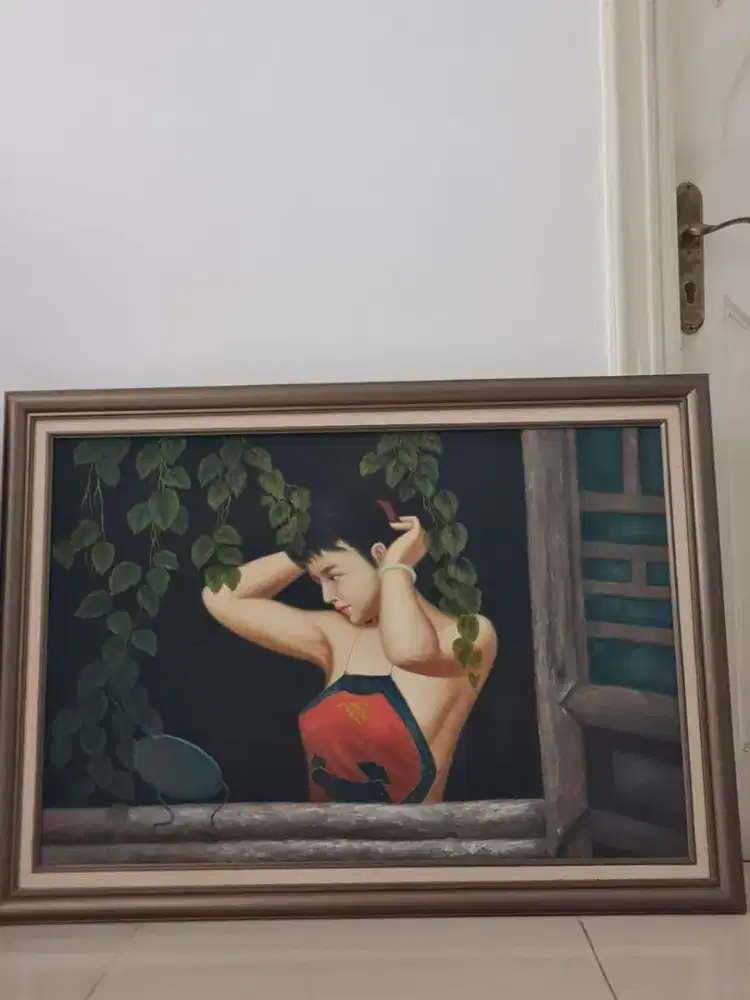 Lukisan asli darj Beijing China..ukuran tinggi 76cm n lebar 105cm...