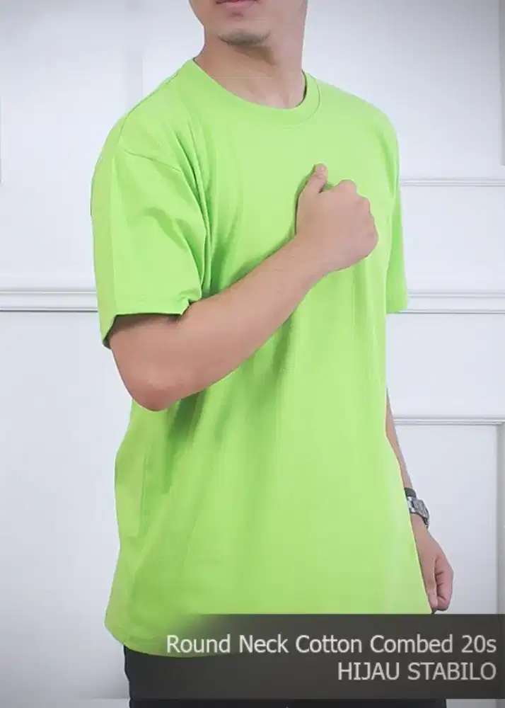 Kaos Polos Hijau Stabilo Cotton Combed 20S