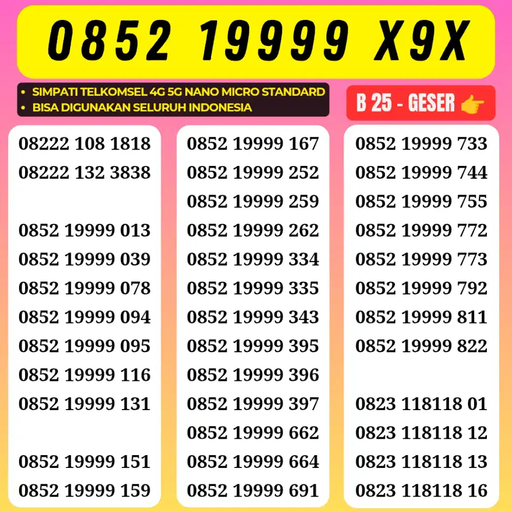 Bisa COD Nomor Cantik Super bisa digunakan di seluruh Indonesia