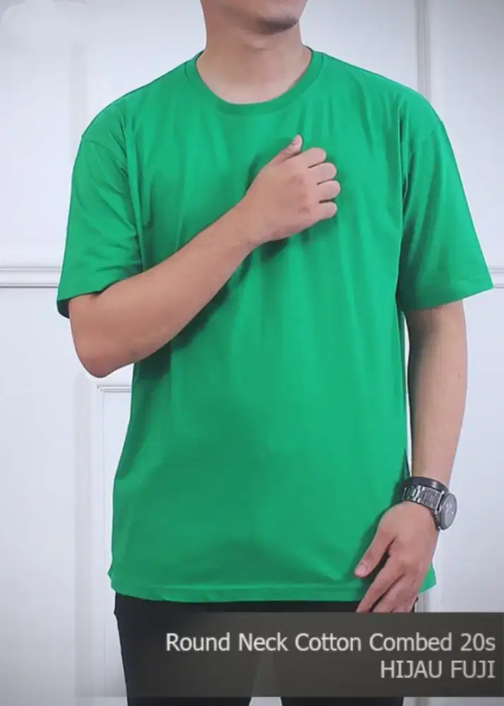 Kaos Polos Hijau Fuji Cotton Combed 20S