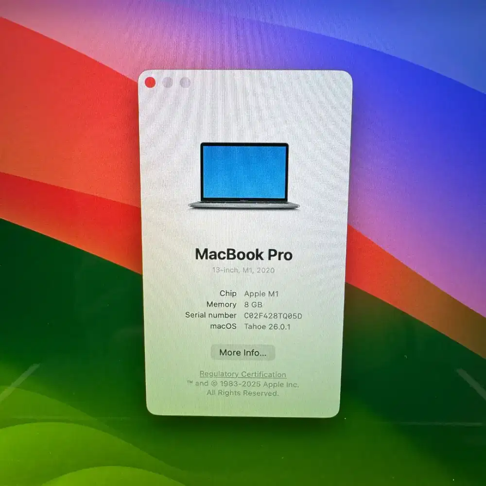 Macbook Pro M1 Ram 8 Ssd 256
Layar 13 inch Space Grey Full set desain