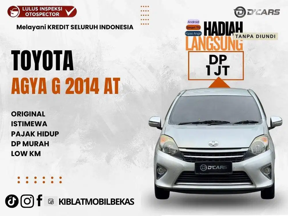 TOYOTA AGYA 1.2 G 2014 MATIC ORIGINAL ISTIMEWA DP MURAH