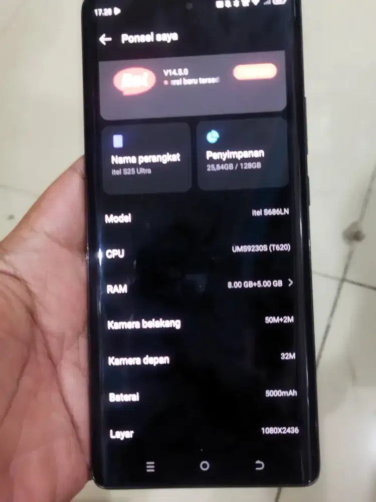 Itel s25 ultra layar lengkung amoled mulus